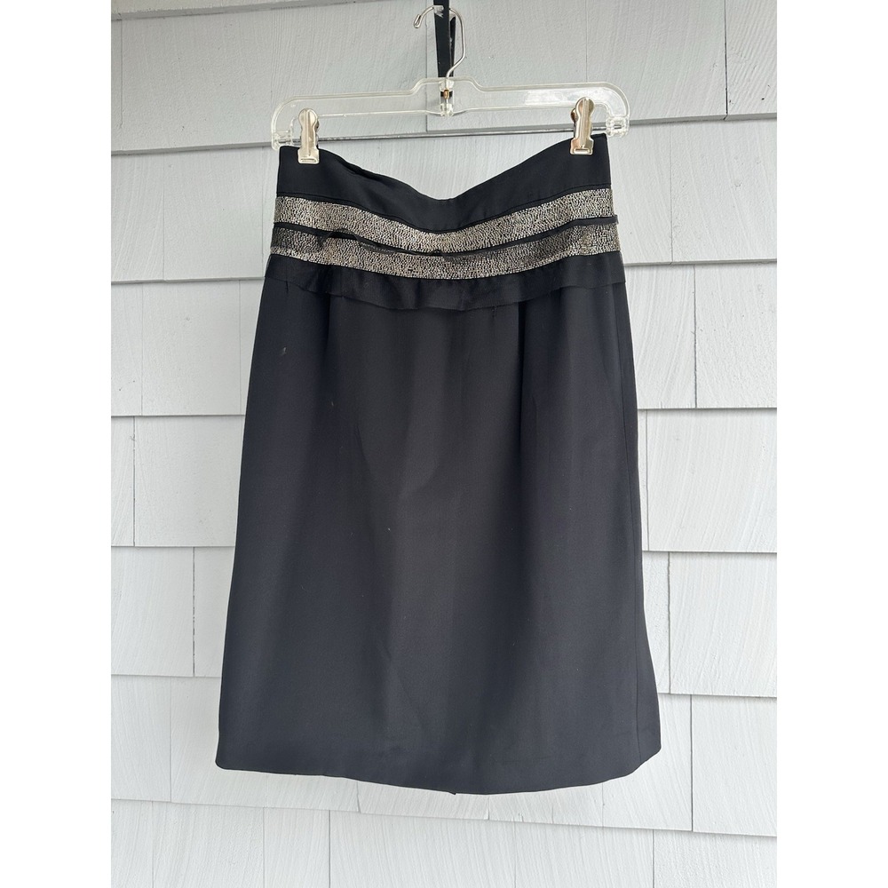 Jenni‎ Kayne Black Beaded Waist Skirt Silk Size 10 Fits 6-8